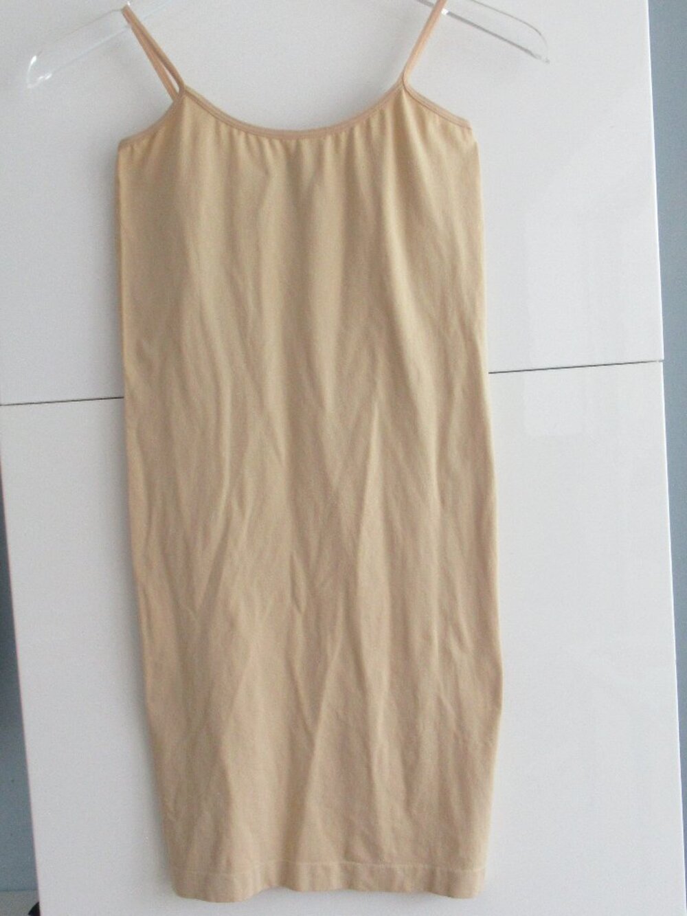 Women's Size Medium Full Slip Dress Stretch Beige